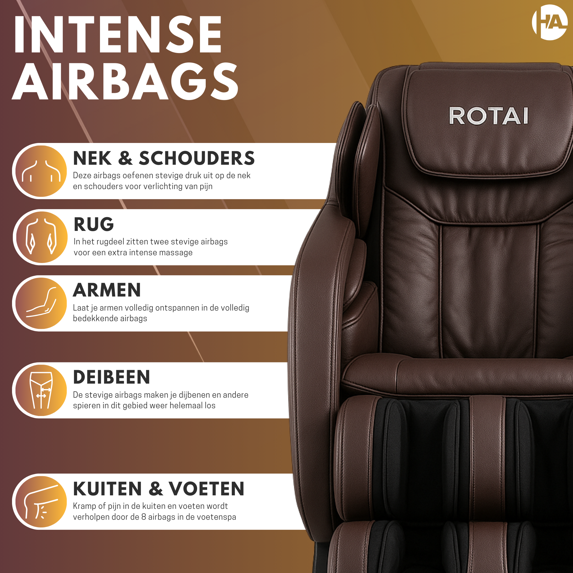 High Aspect® Massagestoel ROTAI - Deep Brown