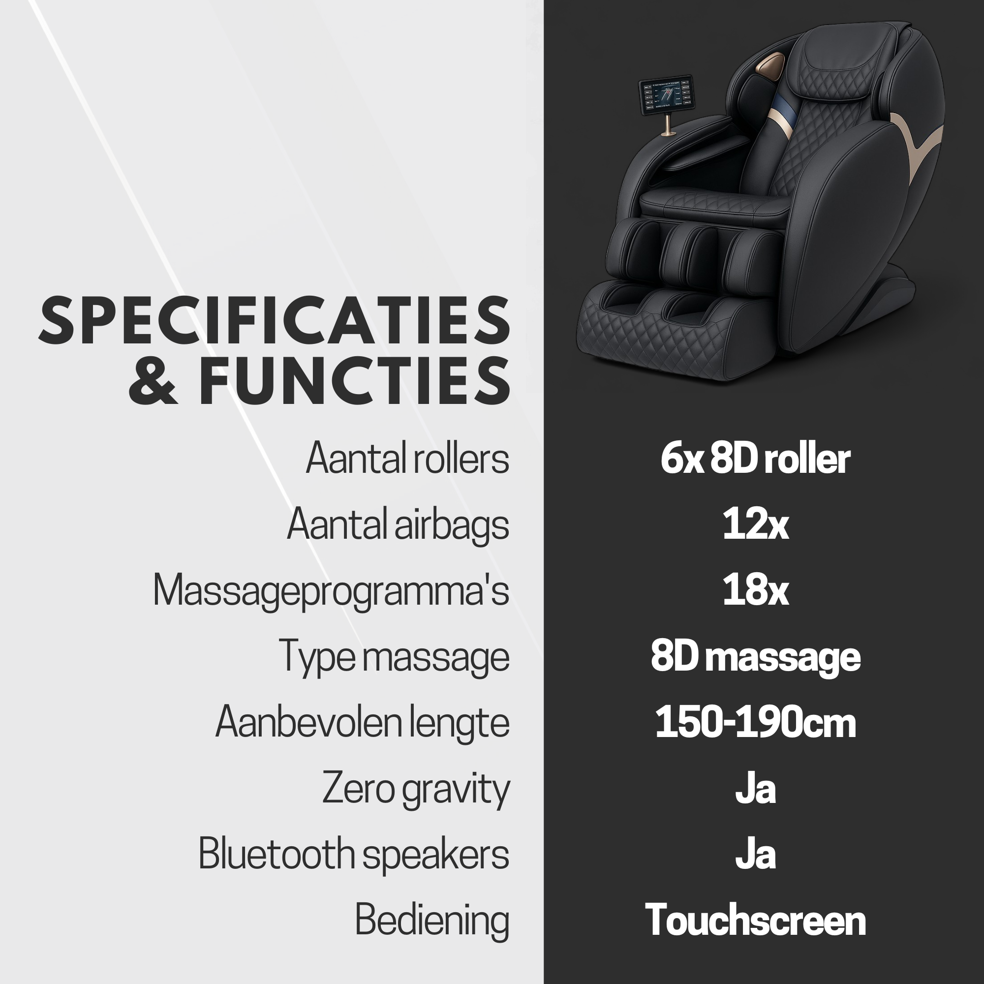High Aspect® Massagestoel Luxor - Zwart