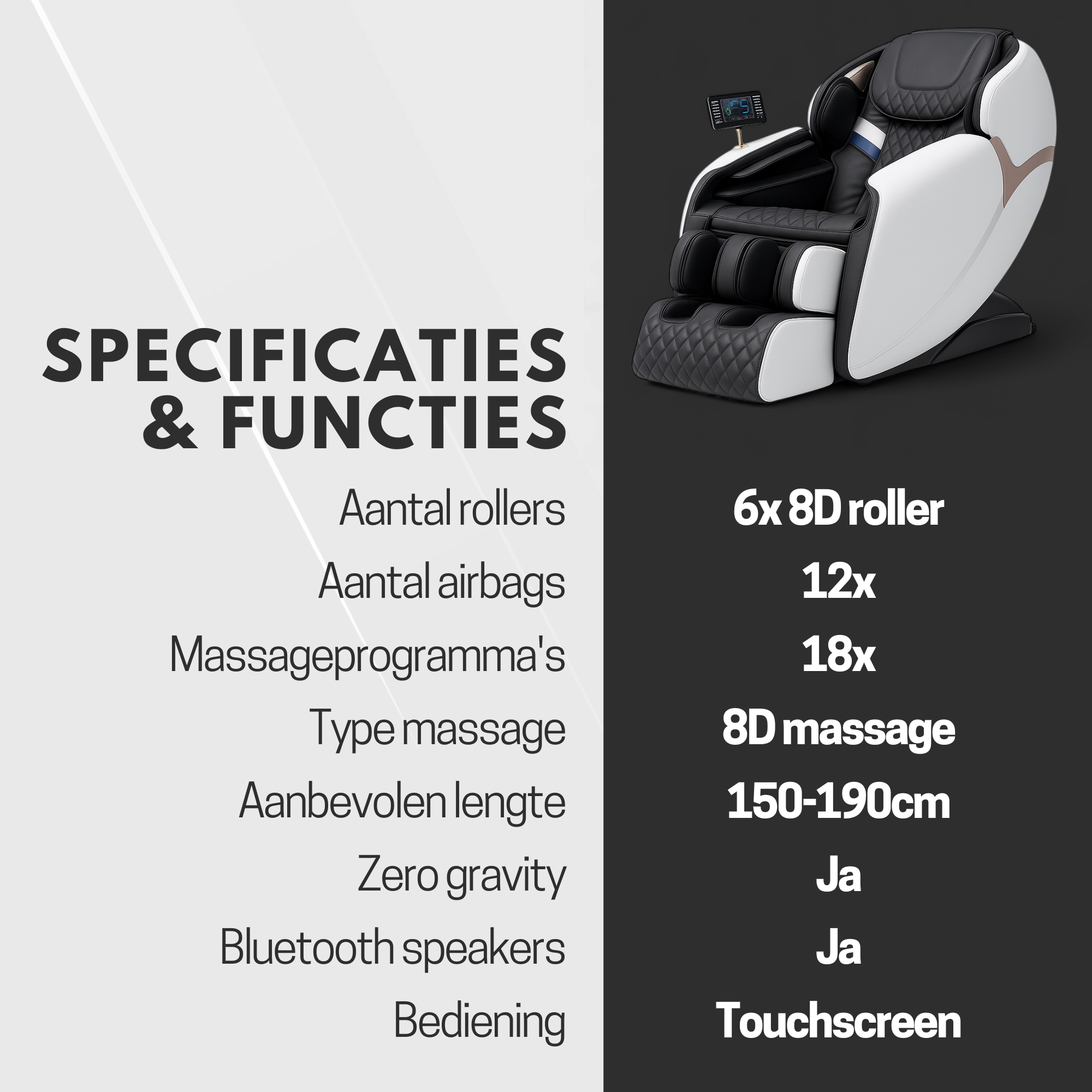 High Aspect® Massagestoel Luxor - Wit